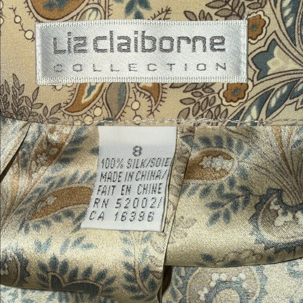 Liz Claiborne Vintage Silk Floral Paisley Pleated Midi Skirt - Picture 6 of 6